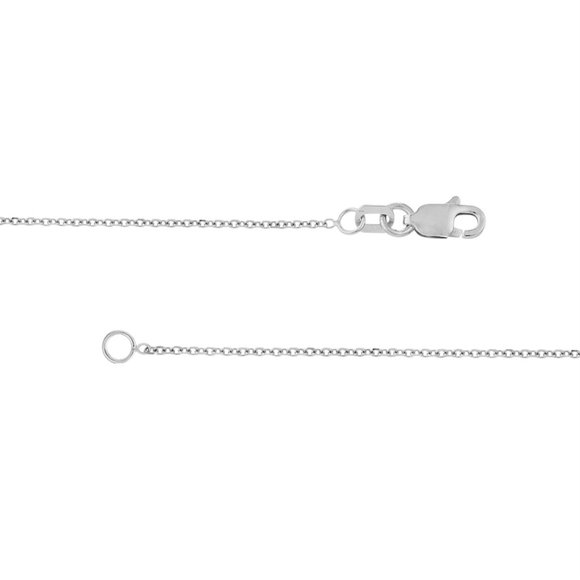 14K Solid White Gold 1.05mm D/C Cable Chain Necklace - Lobster Clasp